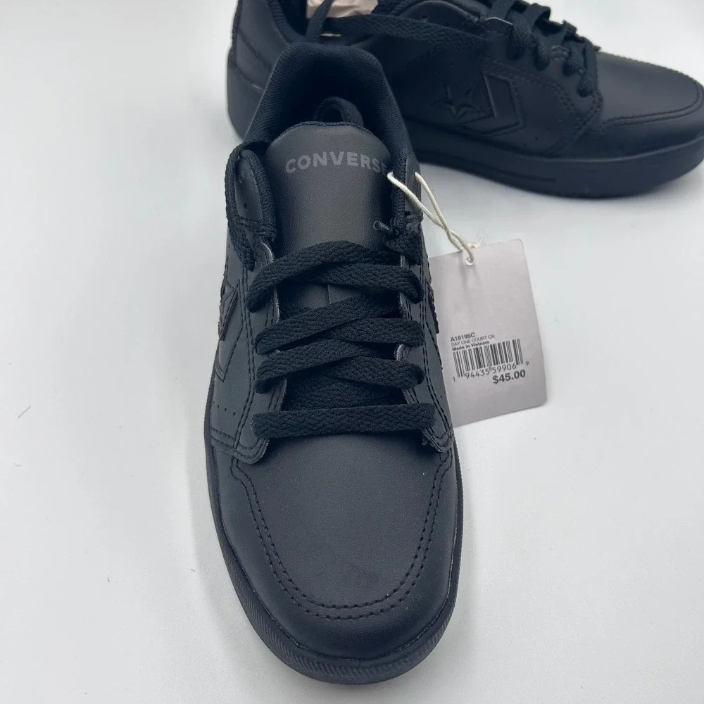 Converse Day One Court OX Kids Size 3 Black Black Black Sneakers A16195C